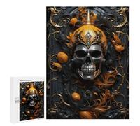 Puzzles 500 PCS pour Adolescents Spooky Skull Artwork Puzzles pour Adultes Améliore La Mémoire Interaction Parent-Enfant Jouet Jeu Intellectuel 500 PCS