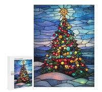 Puzzles 500 PCS pour Adolescents Stained Glass Christmas Tree Jeu De Puzzle Casse-tête Anti-Stress Stimulant À Compléter 500 PCS