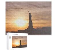 Puzzles 500 PCS pour Adolescents Statue of Liberty Sunset Jeux De Puzzle Relaxants Améliorent La Mémoire Offrez-Les en Cadeau À Toute La Famille 500 PCS