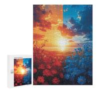 Puzzles 500 PCS pour Adolescents Sunset Fields Red Vs. Blue Puzzles pour Adultes Améliore La Mémoire Défi Éducatif Réduction du Stress Cadeaux 500 PCS