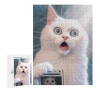 Puzzles 500 PCS pour Adolescents Surprised Cat Selfie Puzzles pour Adultes À Monter Soi-même - Jeux Éducatifs Et Amusants en Famille 500 PCS