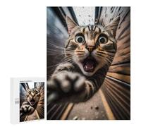 Puzzles 500 PCS pour Adolescents Surprised Cat's Close-Up Jeu De Puzzle Casse-tête Anti-Stress Stimulant À Compléter 500 PCS