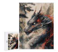 Puzzles 500 PCS pour Adolescents Vintage Inked Dragon Puzzles pour Adultes Jeu De Réflexion Cadeau d'anniversaire Difficile À Compléter 500 PCS