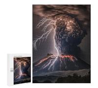 Puzzles 500 PCS pour Adolescents Volcano Eruption with Lightning Puzzle Adulte Jeu Familial Une Œuvre d'art À Offrir en Cadeau À Toute La Famille 500 PCS