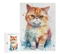 Puzzles 500 PCS pour Adolescents Watercolor Cat Painting Puzzles pour Adultes Jouets Anti-Stress Décoration Parfaite Cadeaux Anti-Stress 500 PCS
