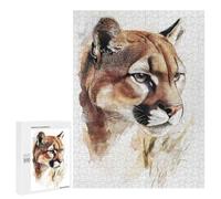 Puzzles 500 PCS pour Adolescents Watercolor Cougar Portrait Puzzles pour Adultes - Jeux De Construction - Analyse Et Logique - Idées Cadeaux pour Toute La Famille 500 PCS
