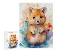 Puzzles 500 PCS pour Adolescents Watercolor Hamster with Flowers Puzzles pour Adultes À Monter Soi-même - Jeux Éducatifs Et Amusants en Famille 500 PCS