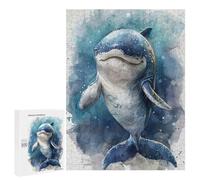Puzzles 500 PCS pour Adolescents Watercolor Whale Illustration Puzzles pour Adultes Jeu De Réflexion Cadeau d'anniversaire Difficile À Compléter 500 PCS