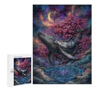 Puzzles 500 PCS pour Adolescents Whale in Dreamy Celestial Landscape Puzzles pour Adultes Jeu De Réflexion Cadeau d'anniversaire Difficile À Compléter 500 PCS