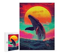 Puzzles 500 PCS pour Adolescents Whale Jumping Sunset Puzzles pour Adultes Jeu De Réflexion Cadeau d'anniversaire Difficile À Compléter 500 PCS