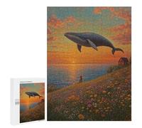 Puzzles 500 PCS pour Adolescents Whale Watching Sunset Puzzles pour Adultes Améliore La Mémoire Défi Éducatif Réduction du Stress Cadeaux 500 PCS
