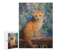 Puzzles 500 PCS pour Adolescents Whimsical Orange Kitten Painting Puzzles pour Adultes Améliore La Mémoire Défi Éducatif Réduction du Stress Cadeaux 500 PCS