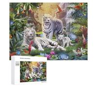 Puzzles 500 PCS pour Adolescents White Tigers in Lush Jungle Paradise Jeux De Puzzle Relaxants Améliorent La Mémoire Offrez-Les en Cadeau À Toute La Famille 500 PCS