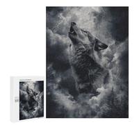 Puzzles 500 PCS pour Adolescents Wolf Howling at Moon Puzzles pour Adultes Améliore La Mémoire Interaction Parent-Enfant Jouet Jeu Intellectuel 500 PCS