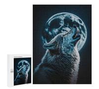Puzzles 500 PCS pour Adolescents Wolf Howling at Moon Puzzles pour Adultes Jeux De Détente Décoration Murale Idéal comme Cadeau pour Toute La Famille 500 PCS