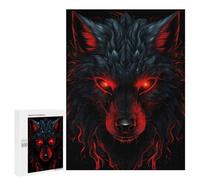 Puzzles 500 PCS pour Adolescents Wolf Red and Black Animals Puzzles pour Adultes Jeu De Réflexion Cadeau d'anniversaire Difficile À Compléter 500 PCS