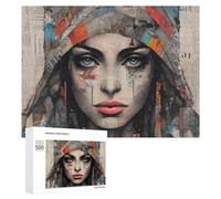 Puzzles 500 PCS pour Adultes Abstract Woman's Portrait with Newspaper Background Puzzle, Jouet, Décoration Murale, mais Amusant Et Humoristique, Cadeau d'anniversaire Unique 500 PCS