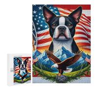 Puzzles 500 PCS pour Adultes American Spirit Patriotic Artwork with Eagle and Flags Puzzles pour Adultes, Jouet, Décoration Murale, Améliore La Mémoire, Cadeau d'anniversaire, Cadeaux, 500 PCS