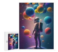 Puzzles 500 PCS pour Adultes Astronaut Floating with Balloons Adolescents Puzzles Jeu Manuel Découpe De Précision Aide À Stimuler Le Cerveau 500 PCS