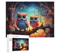 Puzzles 500 PCS pour Adultes Autumn Owls in Enchanted Forest Puzzle, Jouet, Décoration Murale, mais Amusant Et Humoristique, Cadeau d'anniversaire Unique 500 PCS