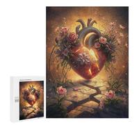 Puzzles 500 PCS pour Adultes Broken Heart with Flowers Adolescents Puzzles Jeu Manuel Découpe De Précision Aide À Stimuler Le Cerveau 500 PCS