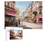 Puzzles 500 PCS pour Adultes Charming Parisian Street with Eiffel Tower View Puzzles pour Adultes, Jouet, Décoration Murale, Améliore La Mémoire, Cadeau d'anniversaire, Cadeaux, 500 PCS