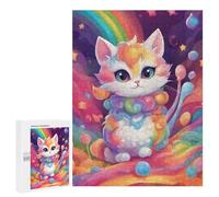 Puzzles 500 PCS pour Adultes Colorful Cute Little Cat Adolescents Puzzles Jeu Manuel Découpe De Précision Aide À Stimuler Le Cerveau 500 PCS