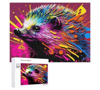 Puzzles 500 PCS pour Adultes Colorful Hedgehog Artwork Puzzles pour Adultes, Jouet, Décoration Murale, Améliore La Mémoire, Cadeau d'anniversaire, Cadeaux, 500 PCS
