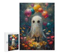 Puzzles 500 PCS pour Adultes Cute Ghost with Balloons Adolescents Puzzles Jeu Manuel Découpe De Précision Aide À Stimuler Le Cerveau 500 PCS