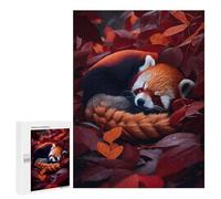Puzzles 500 PCS pour Adultes Cute Sleeping Red Panda Jeu De Puzzle Casse-tête Cadeaux pour Femmes Activités Amusantes À La Maison 500 PCS