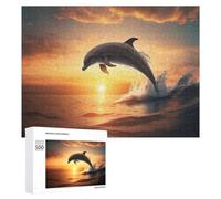 Puzzles 500 PCS pour Adultes Dolphin Leaping at Sunset -3 Puzzle, Jouet, Décoration Murale, mais Amusant Et Humoristique, Cadeau d'anniversaire Unique 500 PCS