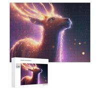 Puzzles 500 PCS pour Adultes Enchanted Deer with Glowing Antlers Puzzle, Jouet, Décoration Murale, mais Amusant Et Humoristique, Cadeau d'anniversaire Unique 500 PCS