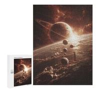 Puzzles 500 PCS pour Adultes Exploring The Solar System Planets and Moons Puzzles pour Adolescents Activités Familiales Défi Éducatif Jeu Stimulant Et Divertissement en Famille 500 PCS