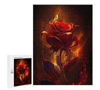 Puzzles 500 PCS pour Adultes Flaming Rose Artwork-4 Puzzles pour Adultes Jeux Amusants Vacances À La Maison Passer Le Temps pour Un Anniversaire, Noël 500 PCS