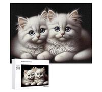 Puzzles 500 PCS pour Adultes Fluffy White Kittens Puzzle, Jouet, Décoration Murale, mais Amusant Et Humoristique, Cadeau d'anniversaire Unique 500 PCS