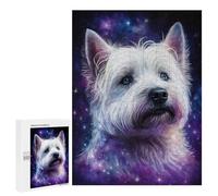 Puzzles 500 PCS pour Adultes Galaxy Pup Celestial Westie Art Print Puzzles pour Adolescents Activités Familiales Défi Éducatif Jeu Stimulant Et Divertissement en Famille 500 PCS