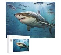 Puzzles 500 PCS pour Adultes Great White Shark in Deep Blue Waters Puzzle, Jouet, Décoration Murale, mais Amusant Et Humoristique, Cadeau d'anniversaire Unique 500 PCS