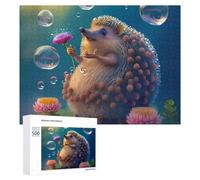 Puzzles 500 PCS pour Adultes Hedgehog with Flowers and Bubbles Puzzle, Jouet, Décoration Murale, mais Amusant Et Humoristique, Cadeau d'anniversaire Unique 500 PCS