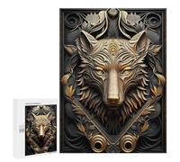 Puzzles 500 PCS pour Adultes Imperial Golden Wolf Puzzles pour Adultes Jeux De Famille Difficile Difficile pour Anniversaire, Noël 500 PCS