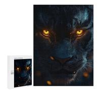 Puzzles 500 PCS pour Adultes Intense Black Panther with Glowing Eyes Puzzles pour Adultes Jeux De Famille Difficile Difficile pour Anniversaire, Noël 500 PCS