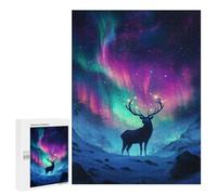 Puzzles 500 PCS pour Adultes Magical Aurora Deer Nature Adolescents Puzzles Jeu Manuel Découpe De Précision Aide À Stimuler Le Cerveau 500 PCS