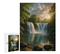Puzzles 500 PCS pour Adultes Majestic Waterfall in Lush Green Forest Puzzles pour Adultes Jeux De Famille Difficile Difficile pour Anniversaire, Noël 500 PCS