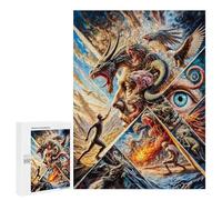 Puzzles 500 PCS pour Adultes Man Facing Monsters Adolescents Puzzles Jeu Manuel Découpe De Précision Aide À Stimuler Le Cerveau 500 PCS