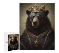 Puzzles 500 PCS pour Adultes Royal Bear Portrait Artwork Puzzles pour Adolescents Activités Familiales Défi Éducatif Jeu Stimulant Et Divertissement en Famille 500 PCS