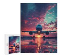 Puzzles 500 PCS pour Adultes Sunset Airport Reflections Puzzles pour Adolescents Activités Familiales Défi Éducatif Jeu Stimulant Et Divertissement en Famille 500 PCS