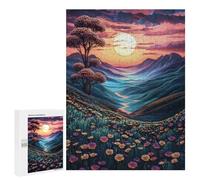 Puzzles 500 PCS pour Adultes Sunset Mountain Valley Puzzles pour Adultes Jeux Amusants Vacances À La Maison Passer Le Temps pour Un Anniversaire, Noël 500 PCS