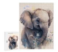 Puzzles 500 PCS pour Adultes Whimsical Elephant Watercolor Art Print Adolescents Puzzles Jeu Manuel Découpe De Précision Aide À Stimuler Le Cerveau 500 PCS