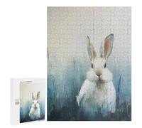 Puzzles 500 PCS pour Adultes White Rabbit in Blue Field Painting Adolescents Puzzles Jeu Manuel Découpe De Précision Aide À Stimuler Le Cerveau 500 PCS