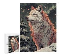 Puzzles 500 PCS pour Adultes White Wolf in Snowy Forest Jeu De Puzzle Casse-tête Cadeaux pour Femmes Activités Amusantes À La Maison 500 PCS