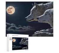 Puzzles 500 PCS pour Adultes Wolves Under The Moonlit Sky Puzzle, Jouet, Décoration Murale, mais Amusant Et Humoristique, Cadeau d'anniversaire Unique 500 PCS